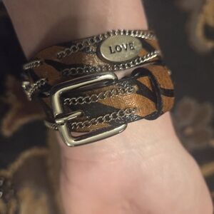 Brown and Black Leather Wrap Bracelet with Silver Accents